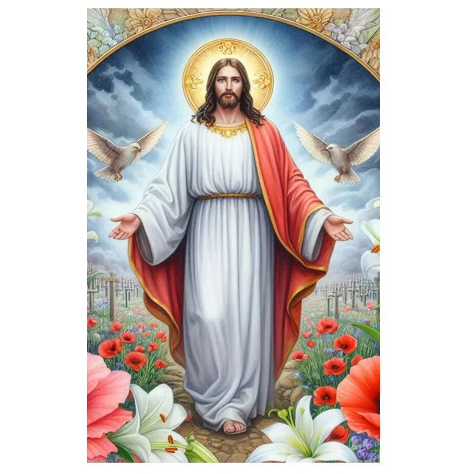 Jesus and Mary sacred canvas wall art for Christian home decor