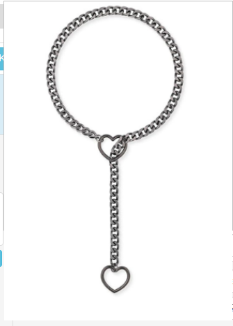 Gunmetal-tone Y-shaped chain necklace featuring two open heart charms and a secure toggle-style clasp.