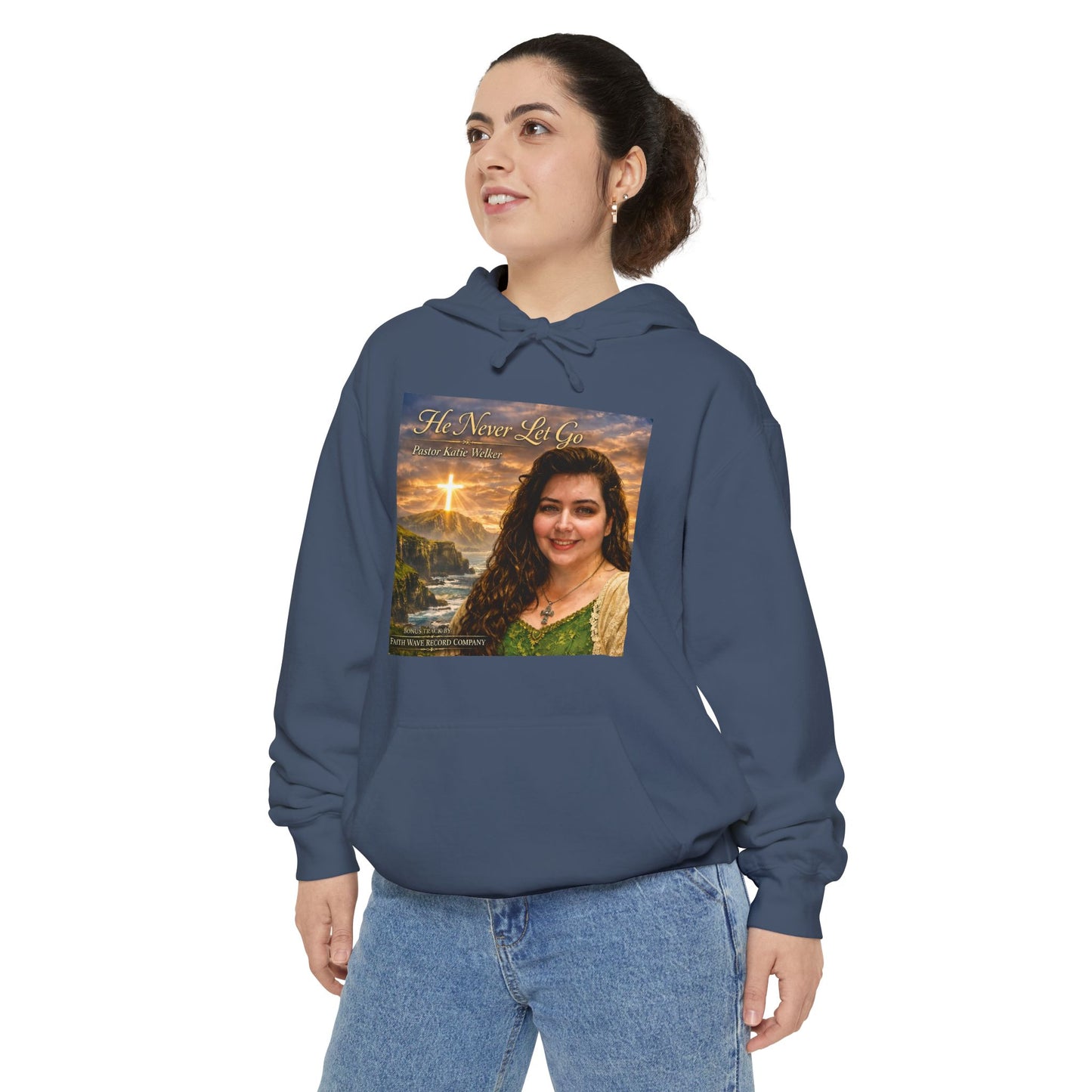 Christian Portrait Hoodie - 'He Lives For Me' Inspirational Faith Sweatshirt