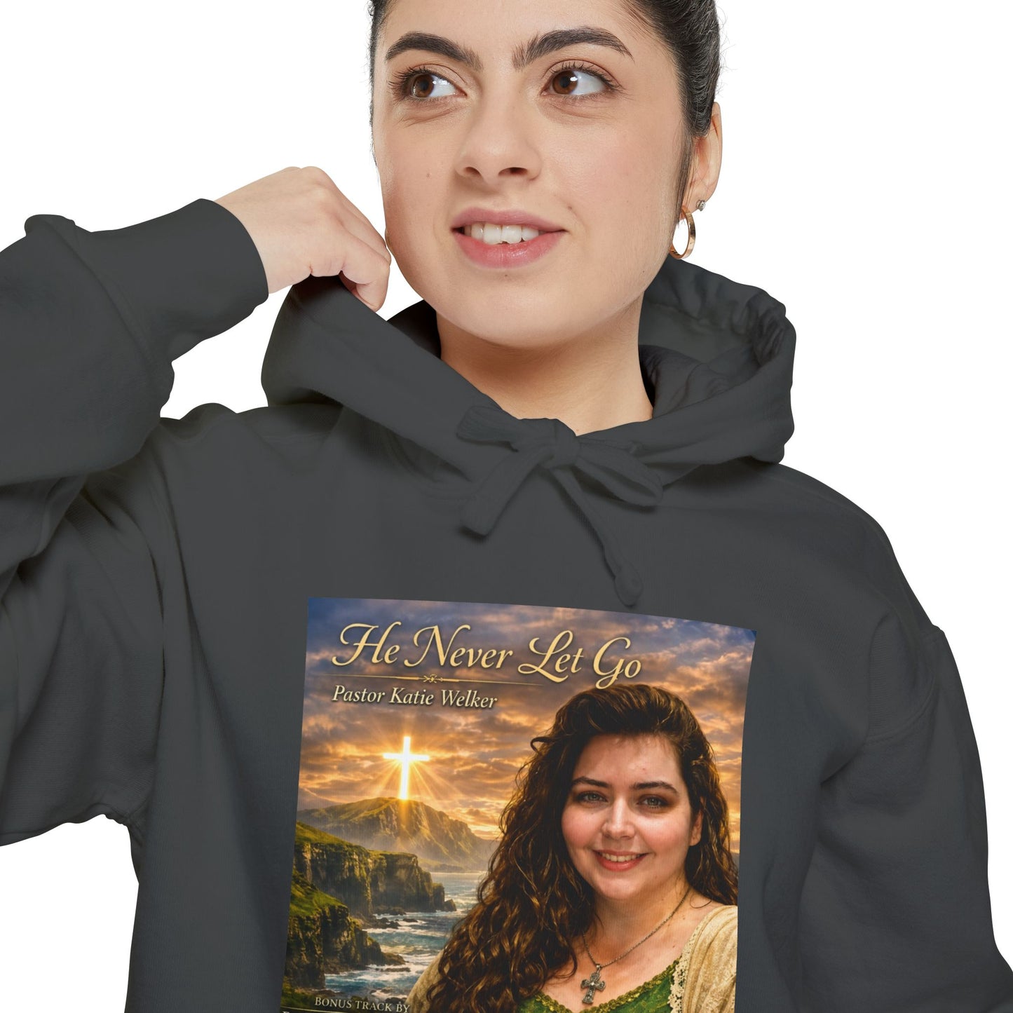 Christian Portrait Hoodie - 'He Lives For Me' Inspirational Faith Sweatshirt