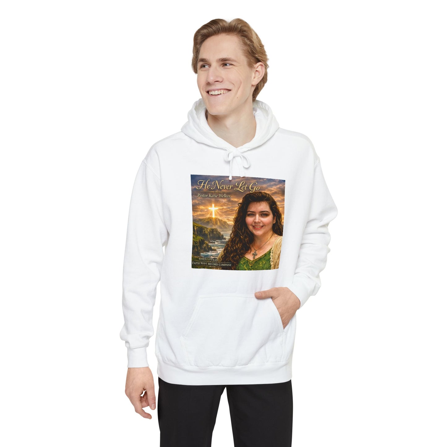 Christian Portrait Hoodie - 'He Lives For Me' Inspirational Faith Sweatshirt