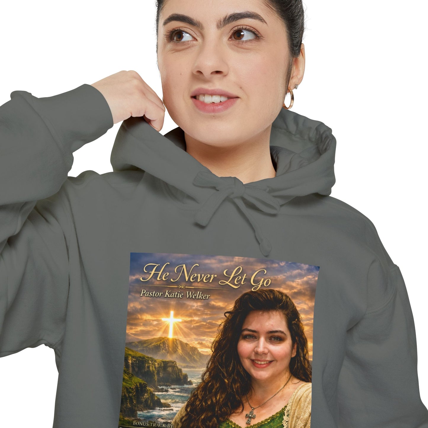 Christian Portrait Hoodie - 'He Lives For Me' Inspirational Faith Sweatshirt