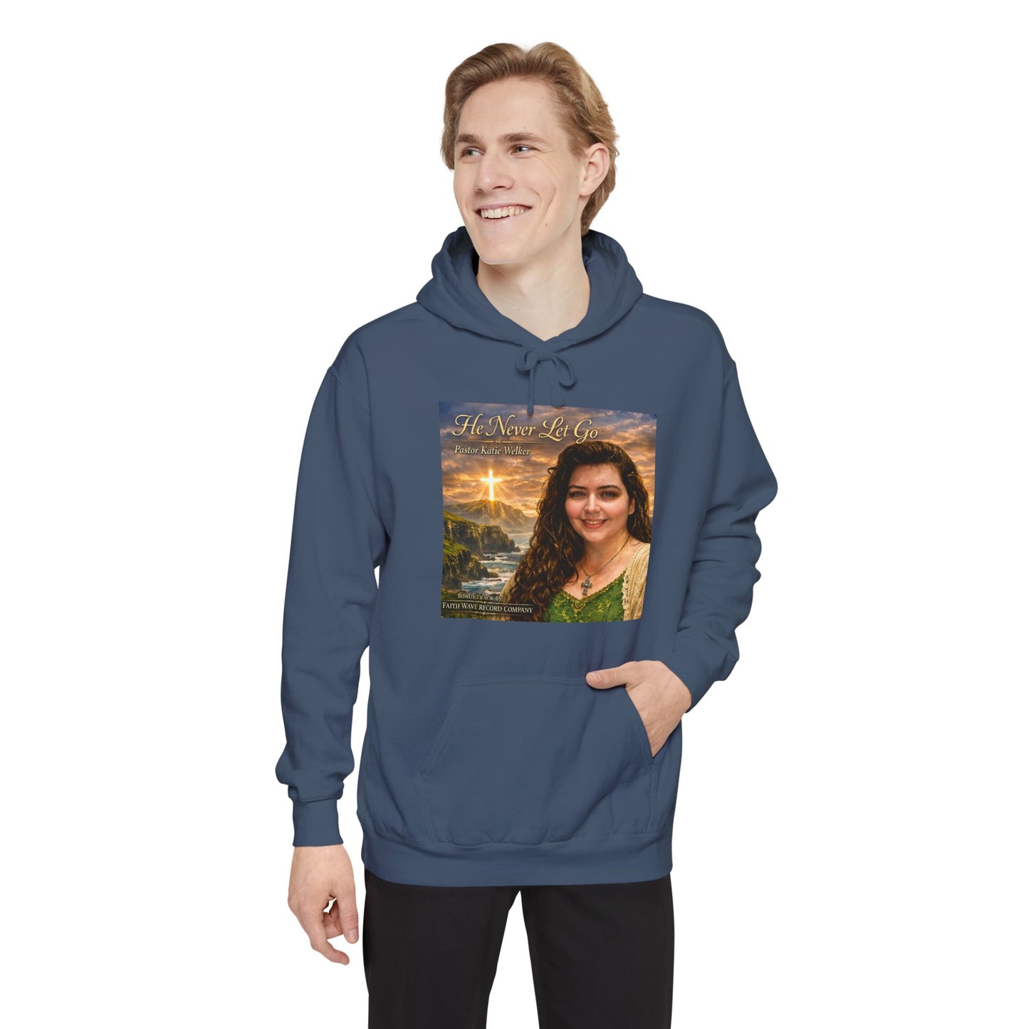 Christian Portrait Hoodie - 'He Lives For Me' Inspirational Faith Sweatshirt