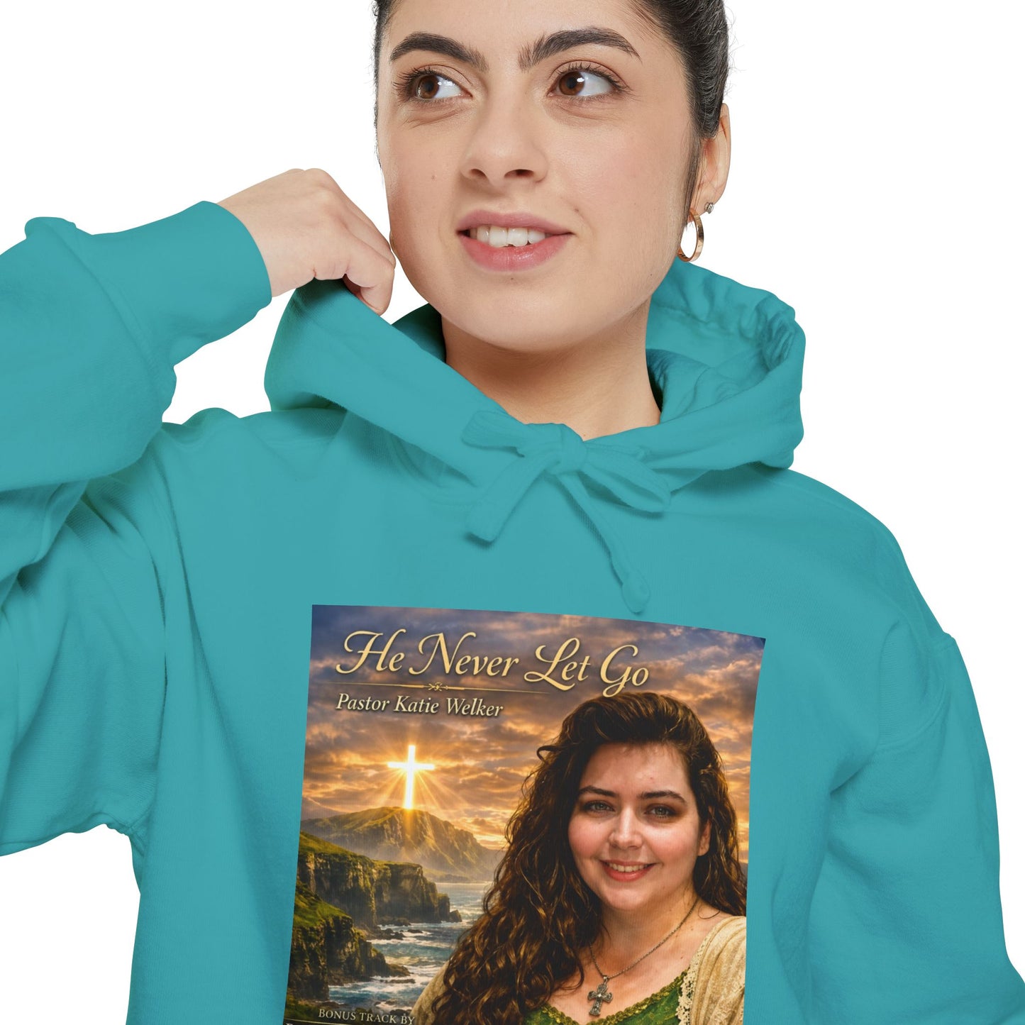 Christian Portrait Hoodie - 'He Lives For Me' Inspirational Faith Sweatshirt