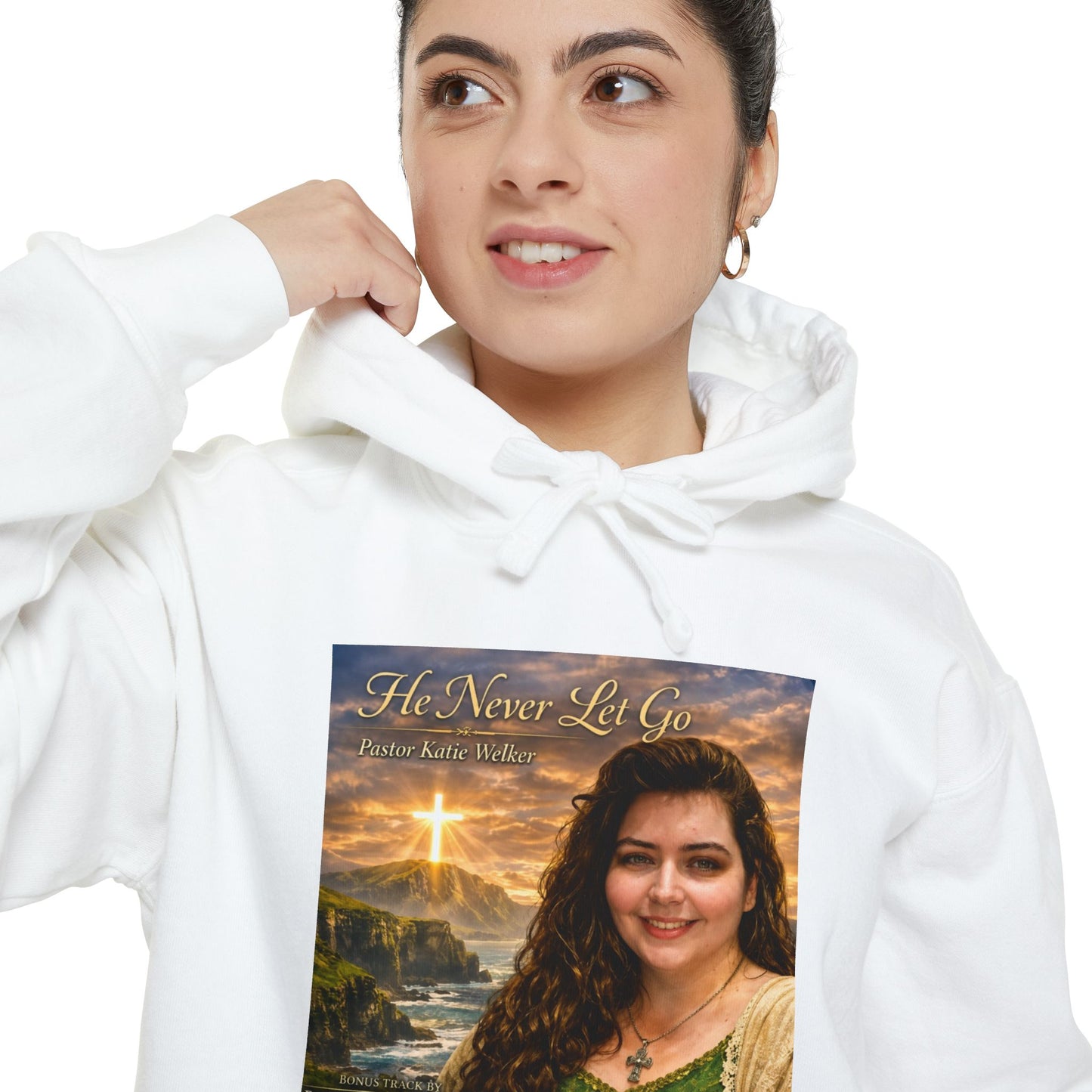 Christian Portrait Hoodie - 'He Lives For Me' Inspirational Faith Sweatshirt