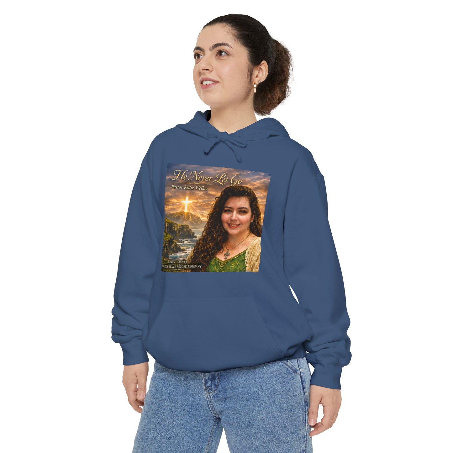 Christian Portrait Hoodie - 'He Lives For Me' Inspirational Faith Sweatshirt