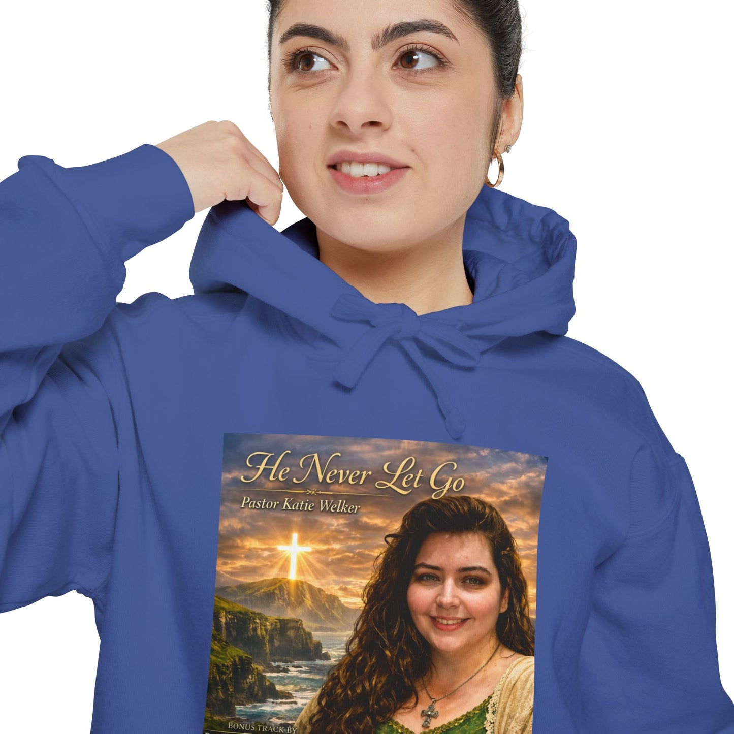 Christian Portrait Hoodie - 'He Lives For Me' Inspirational Faith Sweatshirt