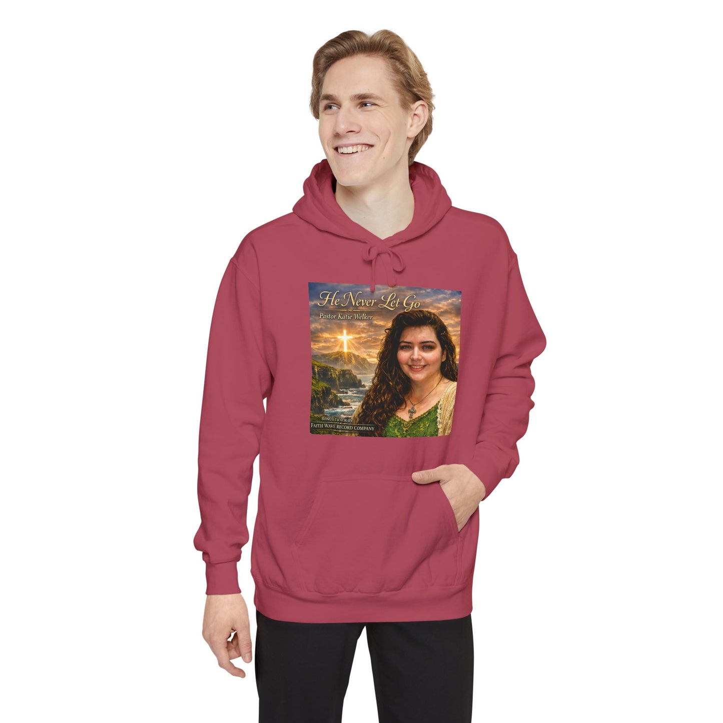 Christian Portrait Hoodie - 'He Lives For Me' Inspirational Faith Sweatshirt