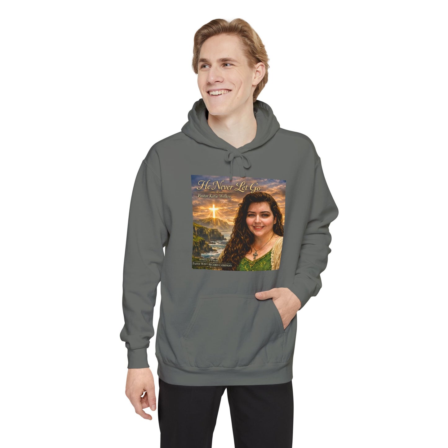 Christian Portrait Hoodie - 'He Lives For Me' Inspirational Faith Sweatshirt