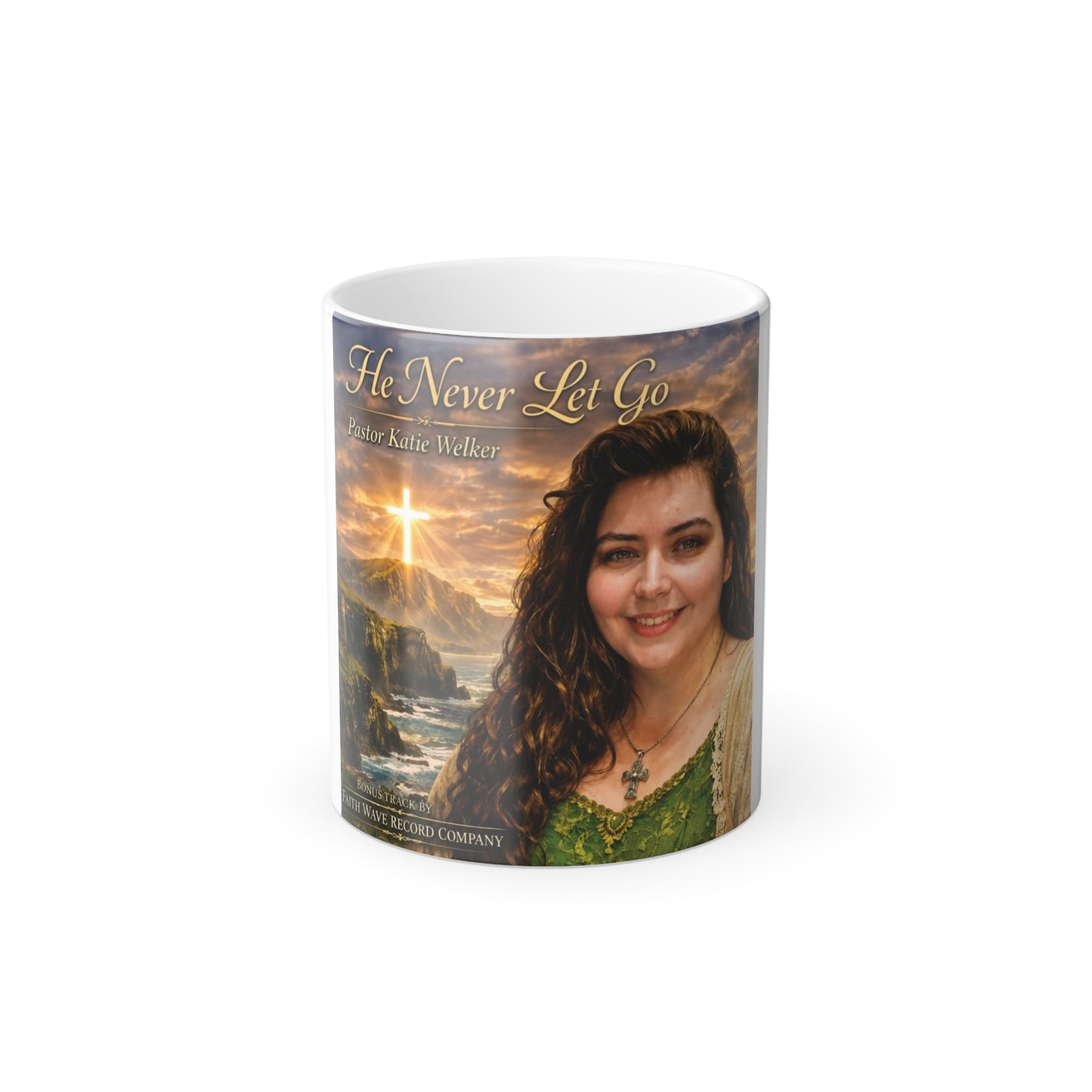Color-Changing Mug — "He Never Let Go" Memorial Photo Coffee Mug