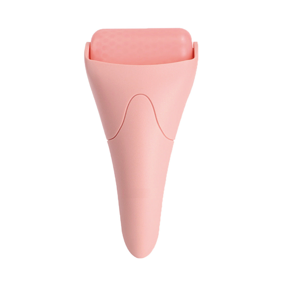 Chill Glide pastel pink facial ice roller with a textured, rectangular head and a smooth, ergonomic handle.