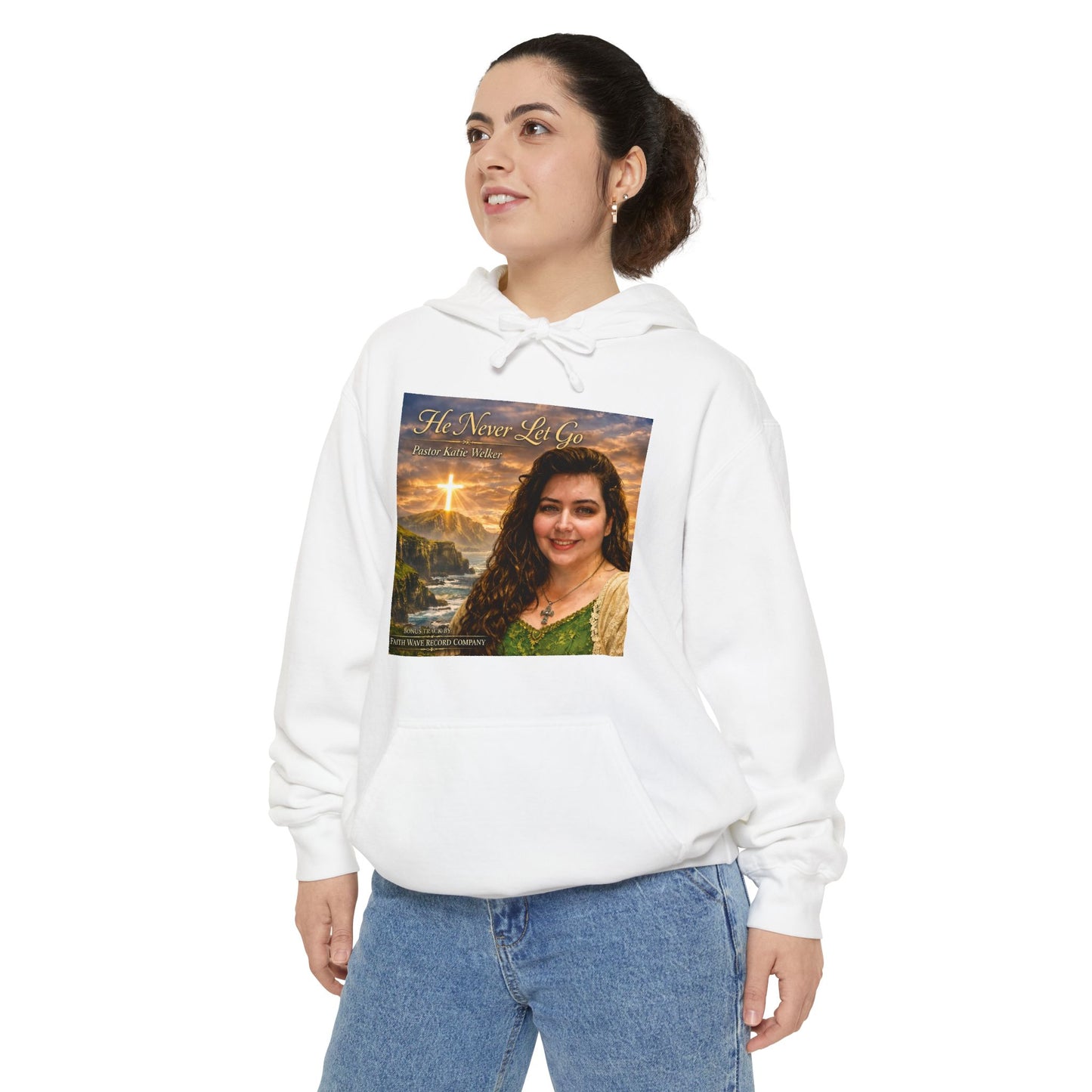 Christian Portrait Hoodie - 'He Lives For Me' Inspirational Faith Sweatshirt