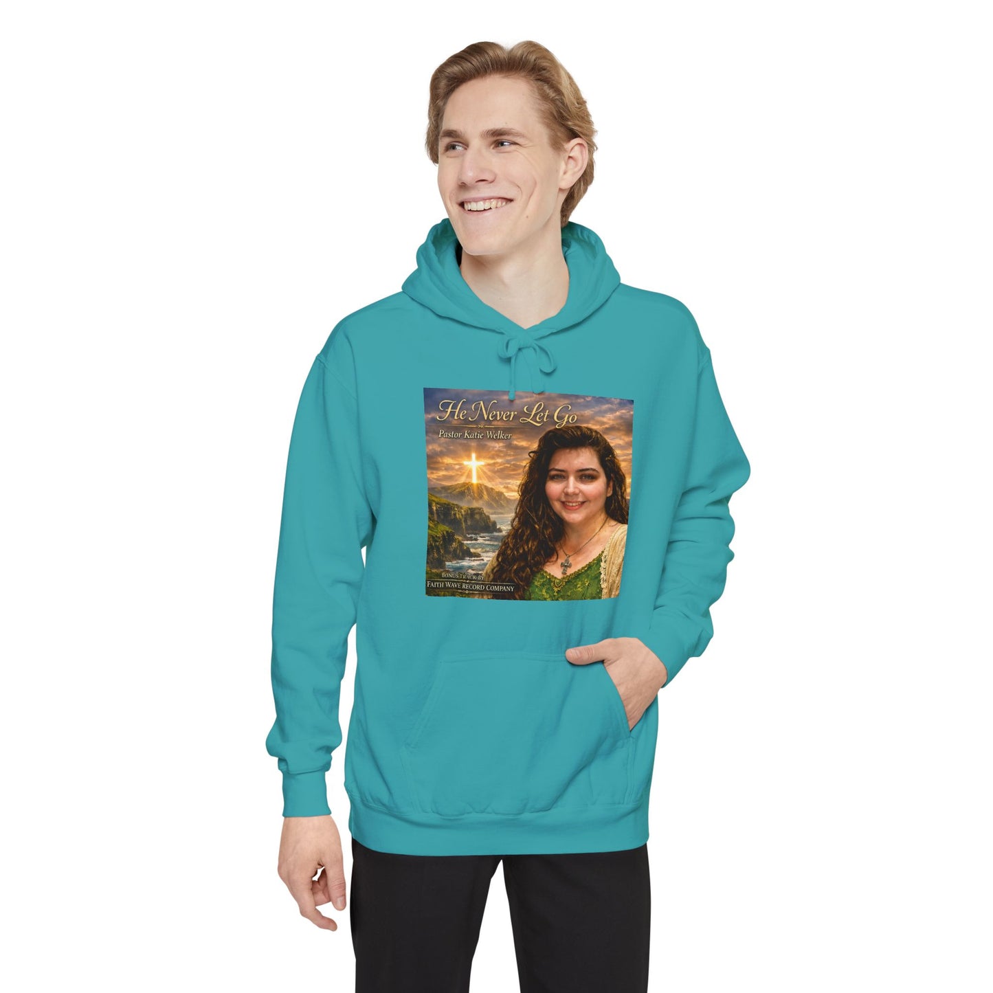Christian Portrait Hoodie - 'He Lives For Me' Inspirational Faith Sweatshirt