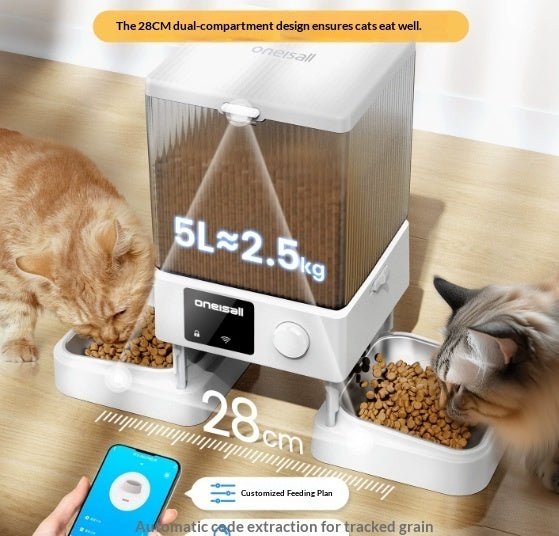 Automatic Cat Feeder with Dual Bowls, Timer & Portion Control by Pet Zen
