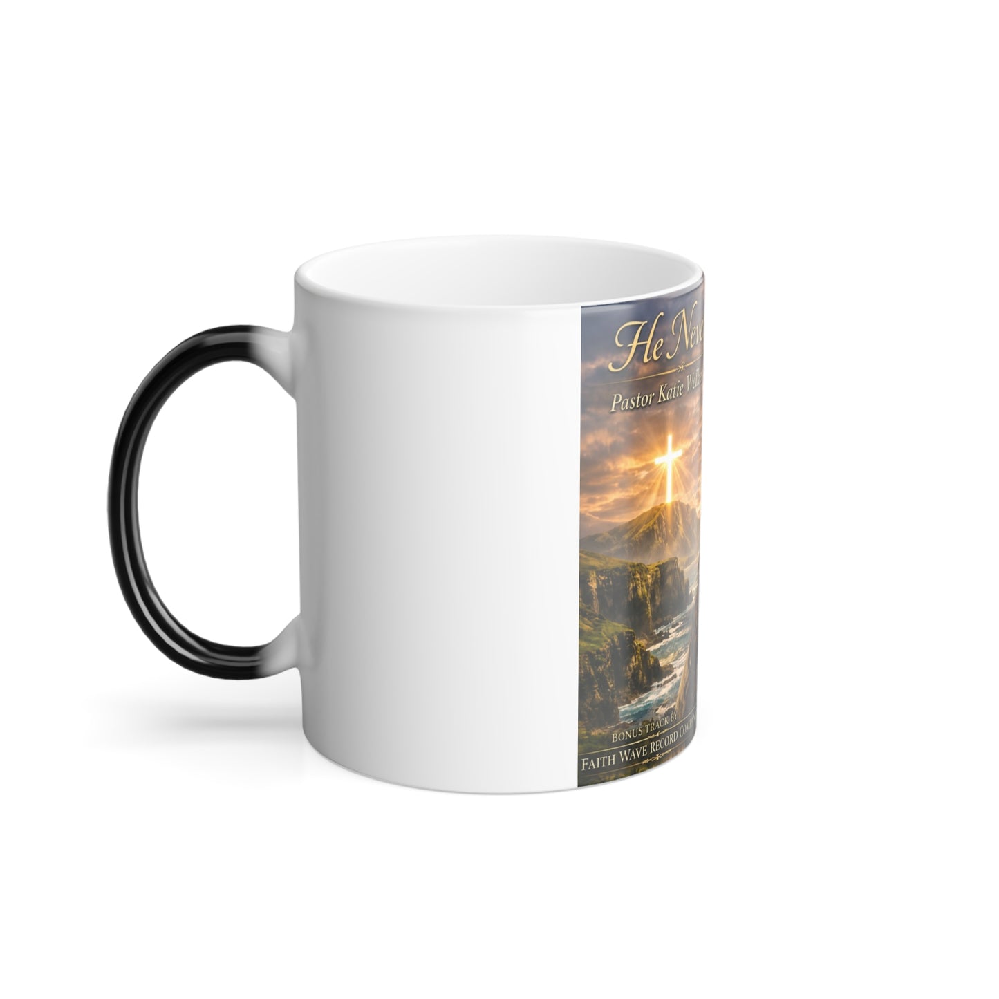 Color-Changing Mug — "He Never Let Go" Memorial Photo Coffee Mug