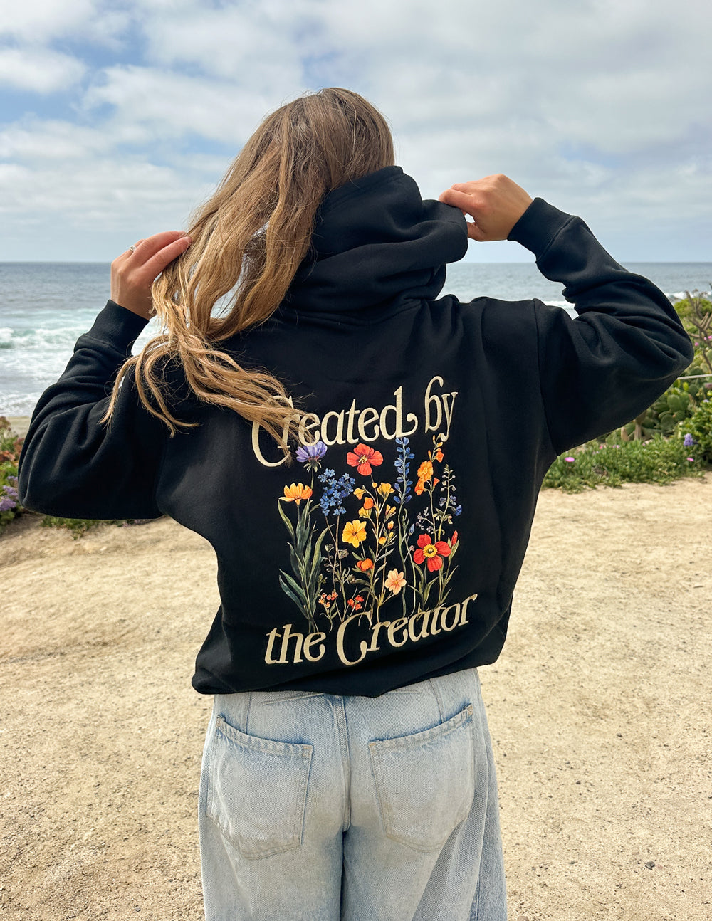 Unisex Hoodie With Colossians 1 16 Bible Verse Created By The Creator Black by Elevated Faith