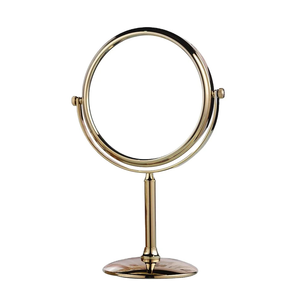 Beelee Double-Sided Makeup Mirror – Gold Round Tabletop Mirror (6" & 8")