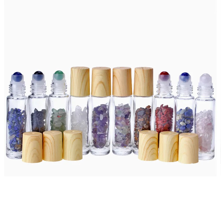 Crystal Gemstone Essential Oil Roller Bottle – Natural Healing Stone Roll-On (10ml)