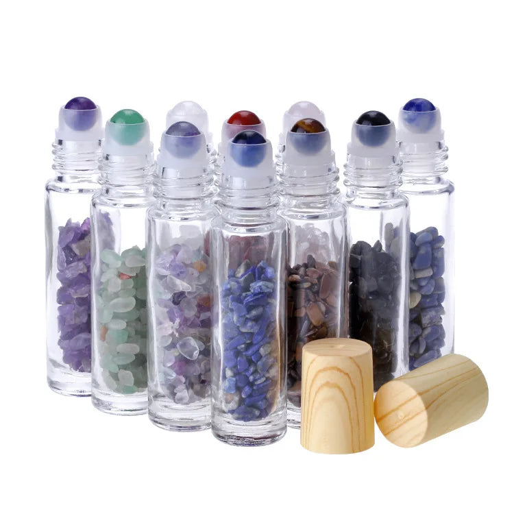 Crystal Gemstone Essential Oil Roller Bottle – Natural Healing Stone Roll-On (10ml)