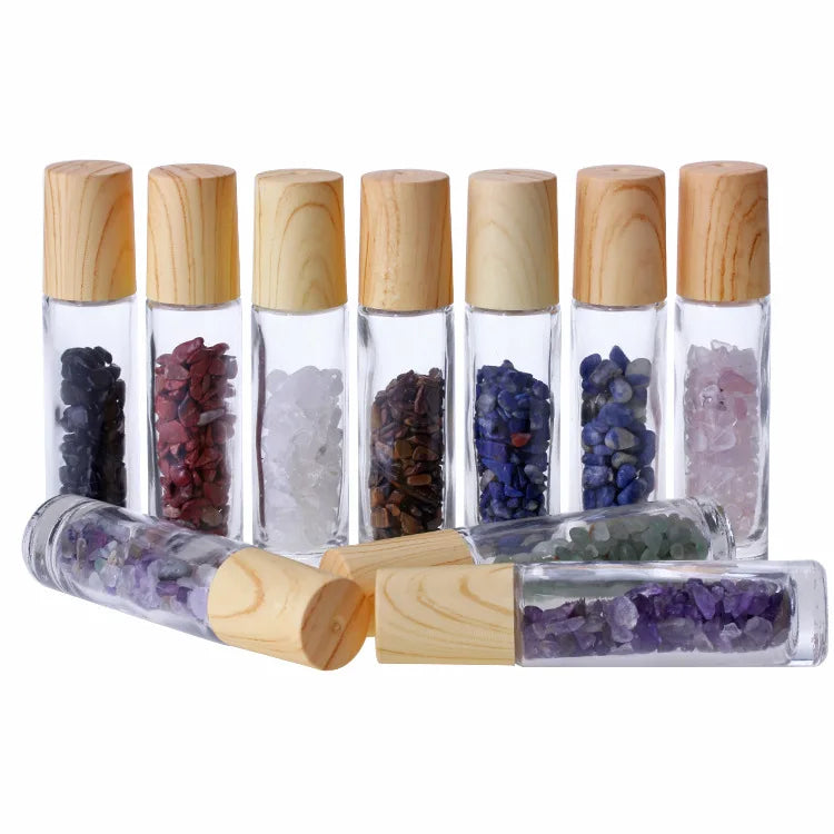 Crystal Gemstone Essential Oil Roller Bottle – Natural Healing Stone Roll-On (10ml)