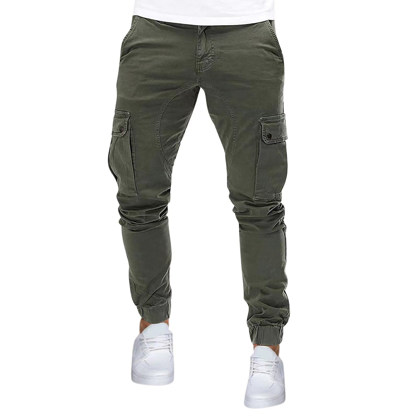Men's Multi-Pocket Cargo Pants – 100% Cotton Casual Trousers (M–XXXL)