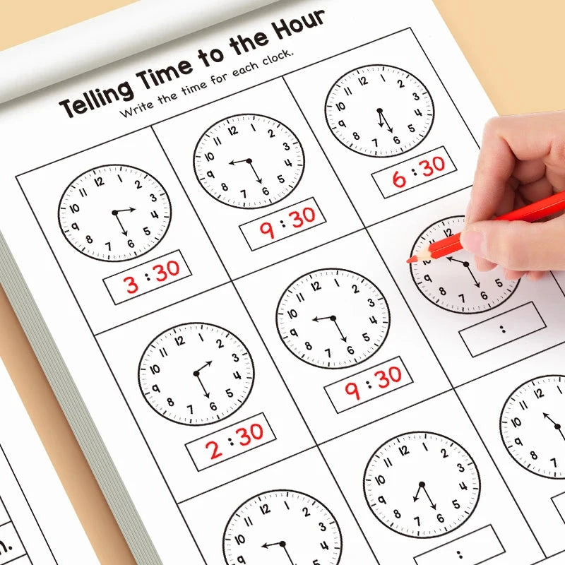 Children's Time Concept Practice Workbook, Suitable for Home School and Kindergarten Activities, Includes Reading and Math Practice Sheets, Perfect for Classroom Teaching and Back-To-School Supplies. Christmas Gifts. by Creative Vault Marketplace