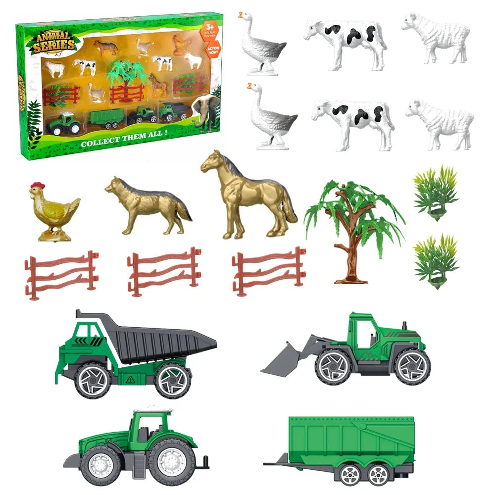 Children's Farm Scene Toy Set, Includes House, Windmill, 6 Farm Vehicles, 12 Poultry Animals, and Farm Map, Suitable for Boys and Girls Aged 3-6, Birthday Gift, Christmas Gift, New Year Gift by Creative Vault Marketplace