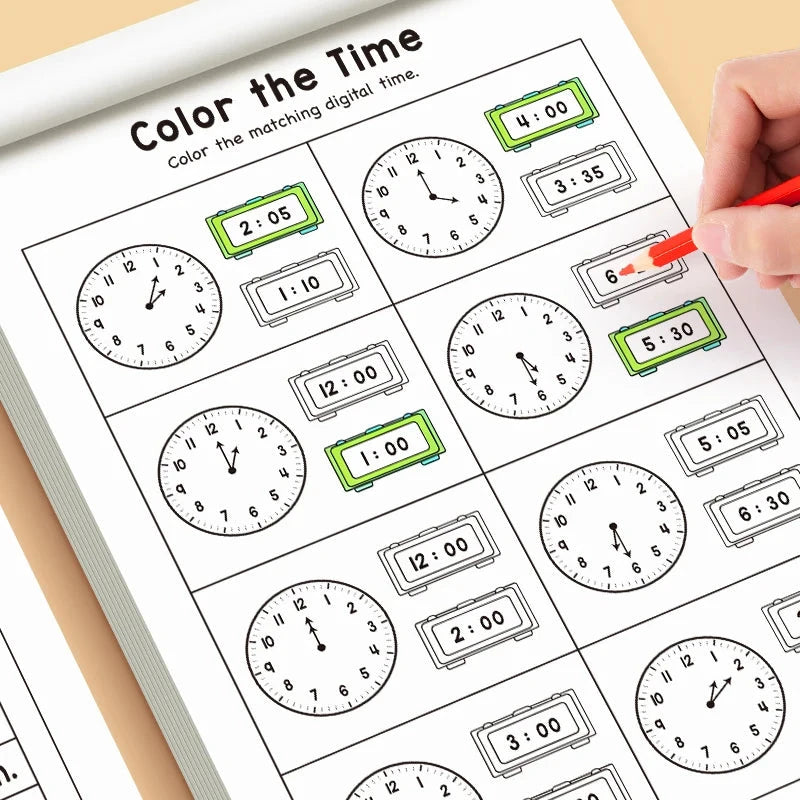 Children's Time Concept Practice Workbook, Suitable for Home School and Kindergarten Activities, Includes Reading and Math Practice Sheets, Perfect for Classroom Teaching and Back-To-School Supplies. Christmas Gifts. by Creative Vault Marketplace