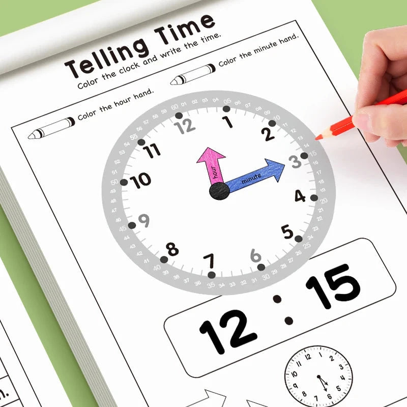 Children's Time Concept Practice Workbook, Suitable for Home School and Kindergarten Activities, Includes Reading and Math Practice Sheets, Perfect for Classroom Teaching and Back-To-School Supplies. Christmas Gifts. by Creative Vault Marketplace