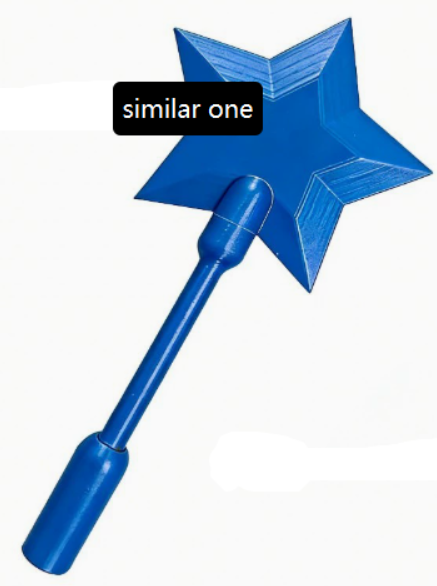 Bright blue star-shaped payment wand with a 3D-printed texture, isolated on a white background.