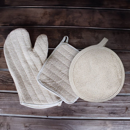 100% Cotton Pot Holders & Oven Mitt by Carolina Cottons