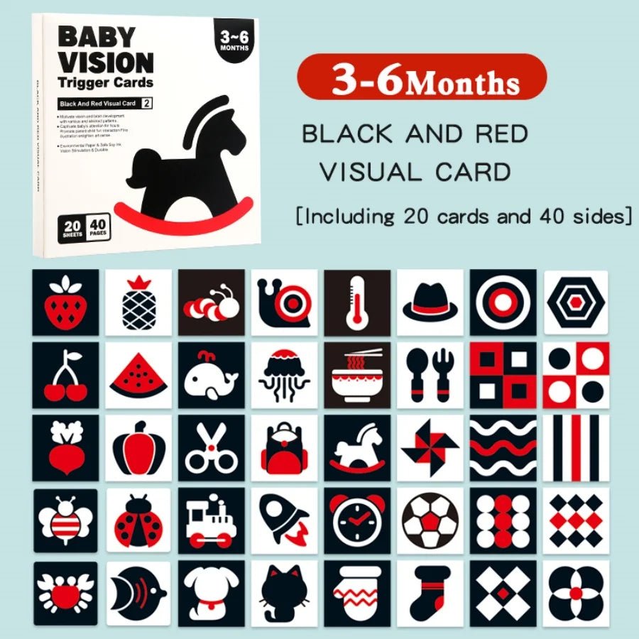 Black and red visual early education card for newborns, visual stimulation of color cognition, flashing new children's early edu by Creative Vault Marketplace