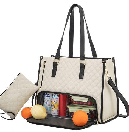2-in-1 Quilted Lunch Tote Bag with Wallet | Women's Insulated Crossbody by Creative Vault Marketplace
