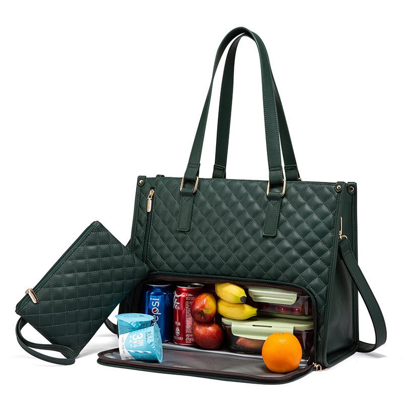 2-in-1 Quilted Lunch Tote Bag with Wallet | Women's Insulated Crossbody by Creative Vault Marketplace