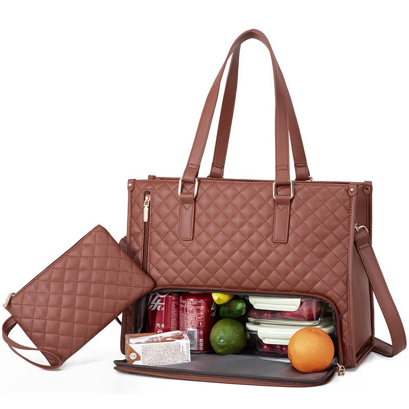 2-in-1 Quilted Lunch Tote Bag with Wallet | Women's Insulated Crossbody by Creative Vault Marketplace
