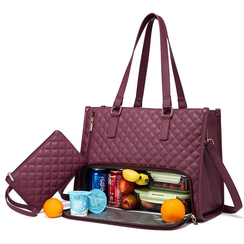 2-in-1 Quilted Lunch Tote Bag with Wallet | Women's Insulated Crossbody by Creative Vault Marketplace