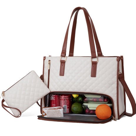 2-in-1 Quilted Lunch Tote Bag with Wallet | Women's Insulated Crossbody by Creative Vault Marketplace