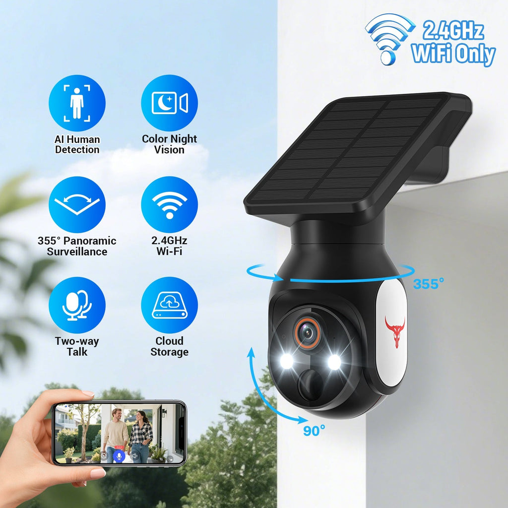 Solar-Powered Wireless Security Camera with HD Night Vision by Creative Vault Marketplace