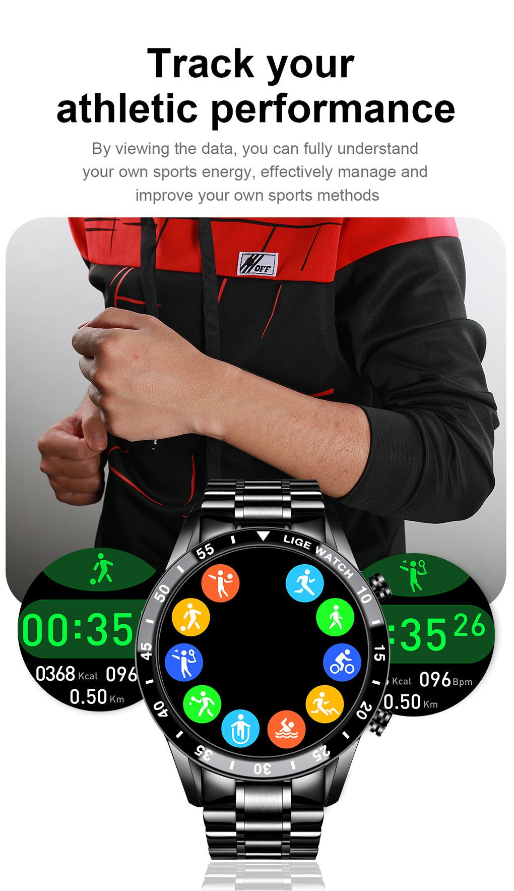 LIGE Smart Watch with Health Monitoring & Smart Notifications by Creative Vault Marketplace