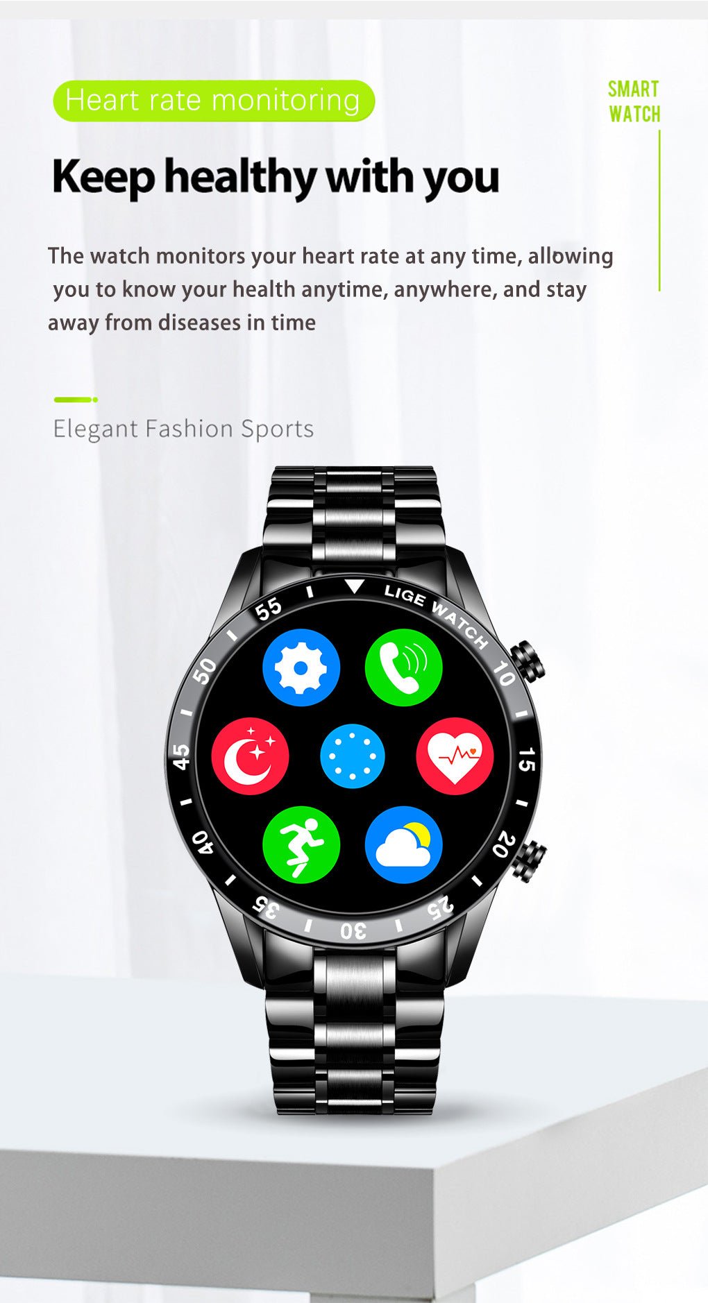 LIGE Smart Watch with Health Monitoring & Smart Notifications by Creative Vault Marketplace
