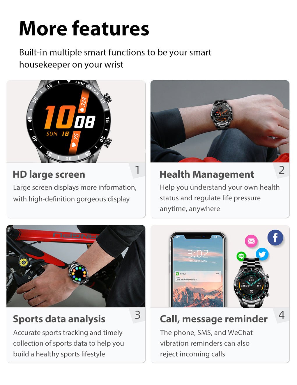LIGE Smart Watch with Health Monitoring & Smart Notifications by Creative Vault Marketplace