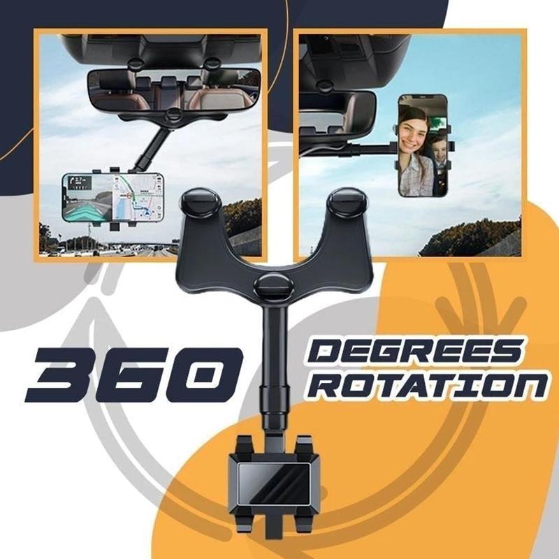 Rearview Mirror Phone Holder For Car Rotatable And Retractable Car Phone Holder Multifunctional 360 Rear View Mirror Phone Holder Suitable For All Mobile Phones And All Car by Creative Vault Marketplace