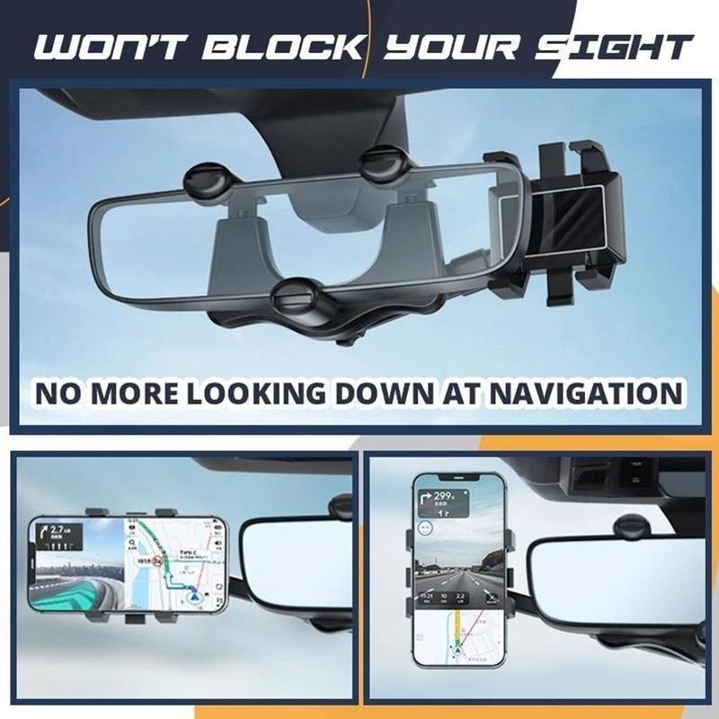 Rearview Mirror Phone Holder For Car Rotatable And Retractable Car Phone Holder Multifunctional 360 Rear View Mirror Phone Holder Suitable For All Mobile Phones And All Car by Creative Vault Marketplace
