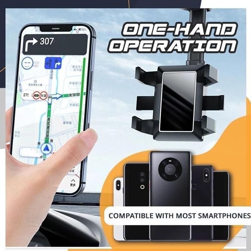 Rearview Mirror Phone Holder For Car Rotatable And Retractable Car Phone Holder Multifunctional 360 Rear View Mirror Phone Holder Suitable For All Mobile Phones And All Car by Creative Vault Marketplace