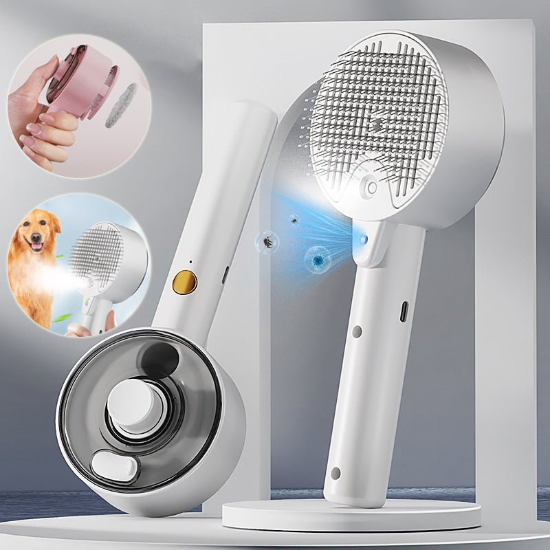 Pet Steam Spray Grooming Brush – Self-Cleaning Hair Remover with UV Sterilization by Creative Vault Marketplace