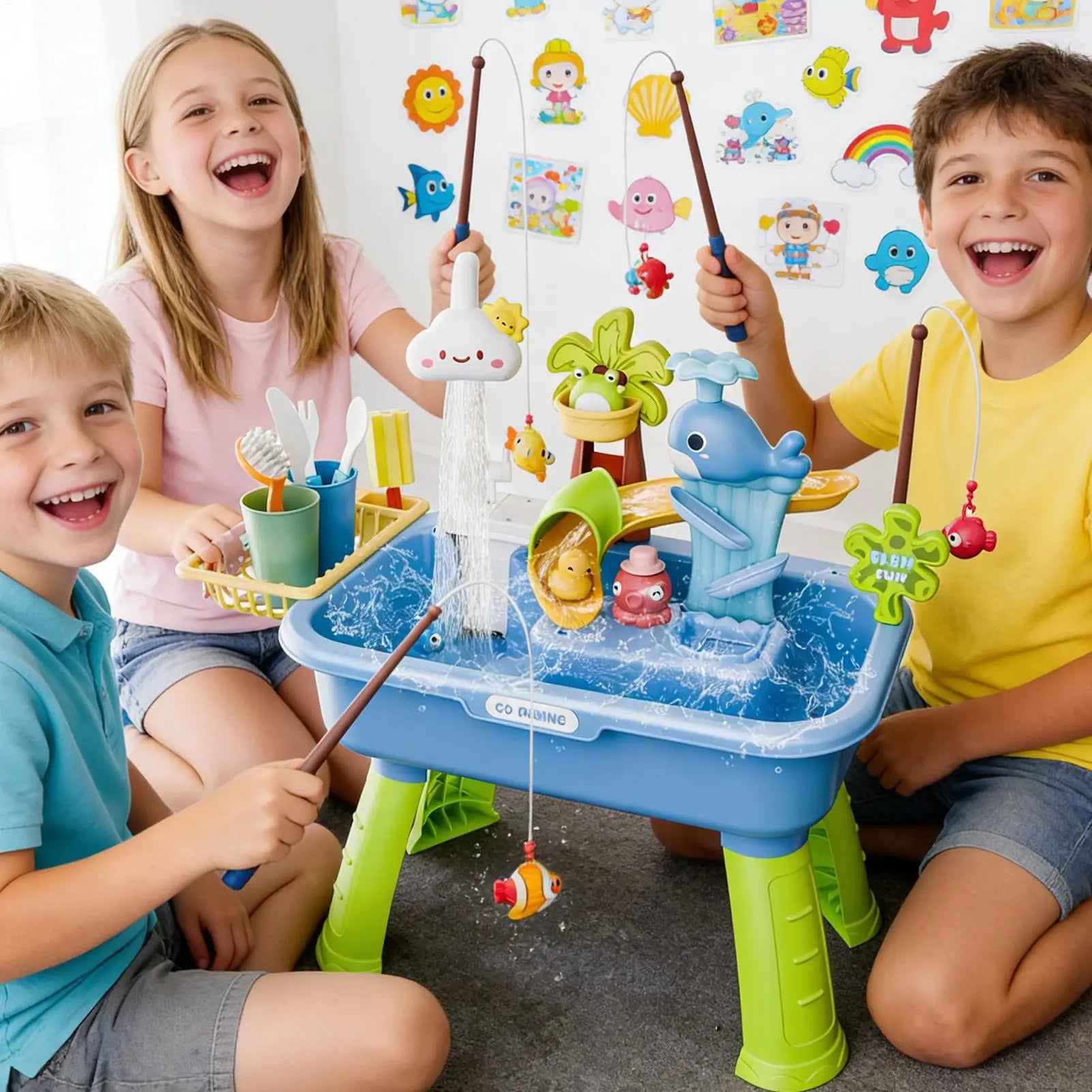 Children Kitchen Toys Electric Fun Waters Play Water Wash Basin Fishing Dishwashing Home Role-playing Baby Early Education Toys by Creative Vault Marketplace