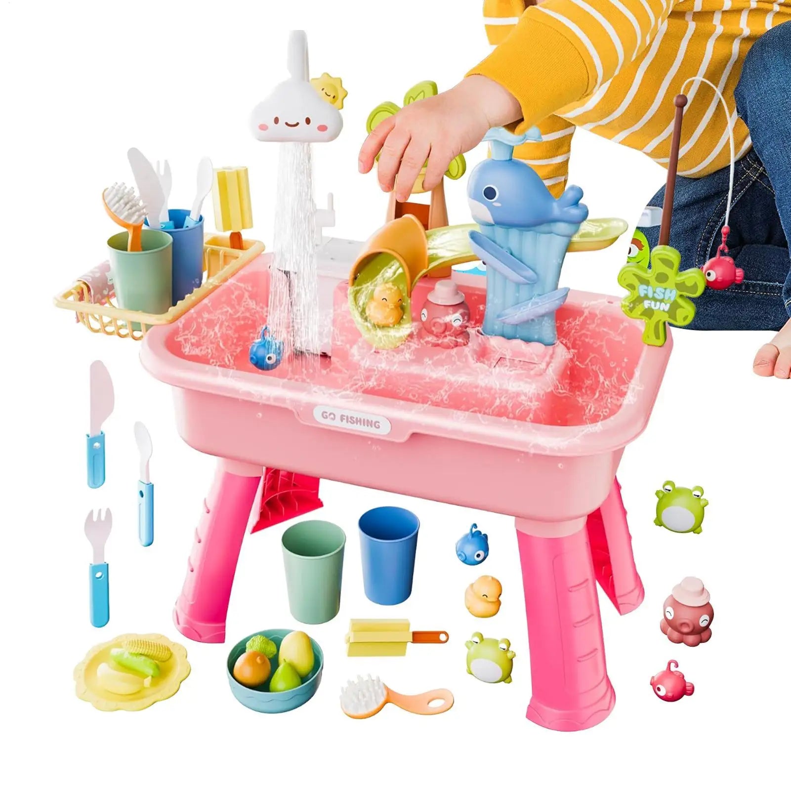 Children Kitchen Toys Electric Fun Waters Play Water Wash Basin Fishing Dishwashing Home Role-playing Baby Early Education Toys by Creative Vault Marketplace