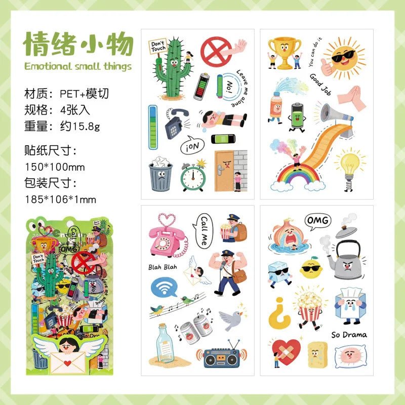 Yuezhen Cultural and Creative Daily Funny PET Journal Stickers Cute Journal Materials Children's Stickers Small Gift by Creative Vault Marketplace