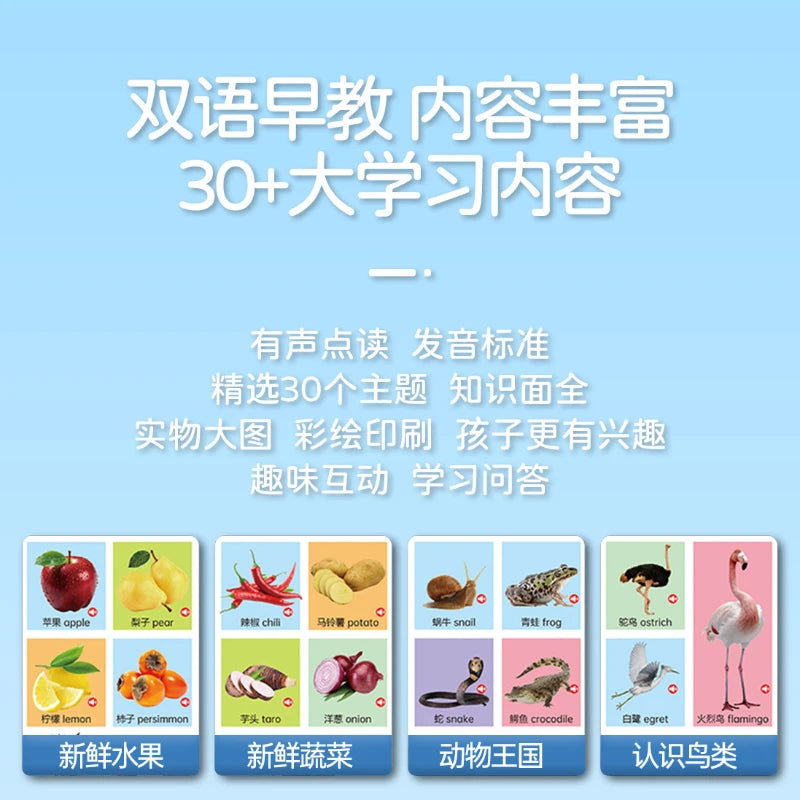 Early Education Enlightenment Bilingual Audio Book in Chinese and English, Finger Reading for Children's Puzzle by Creative Vault Marketplace