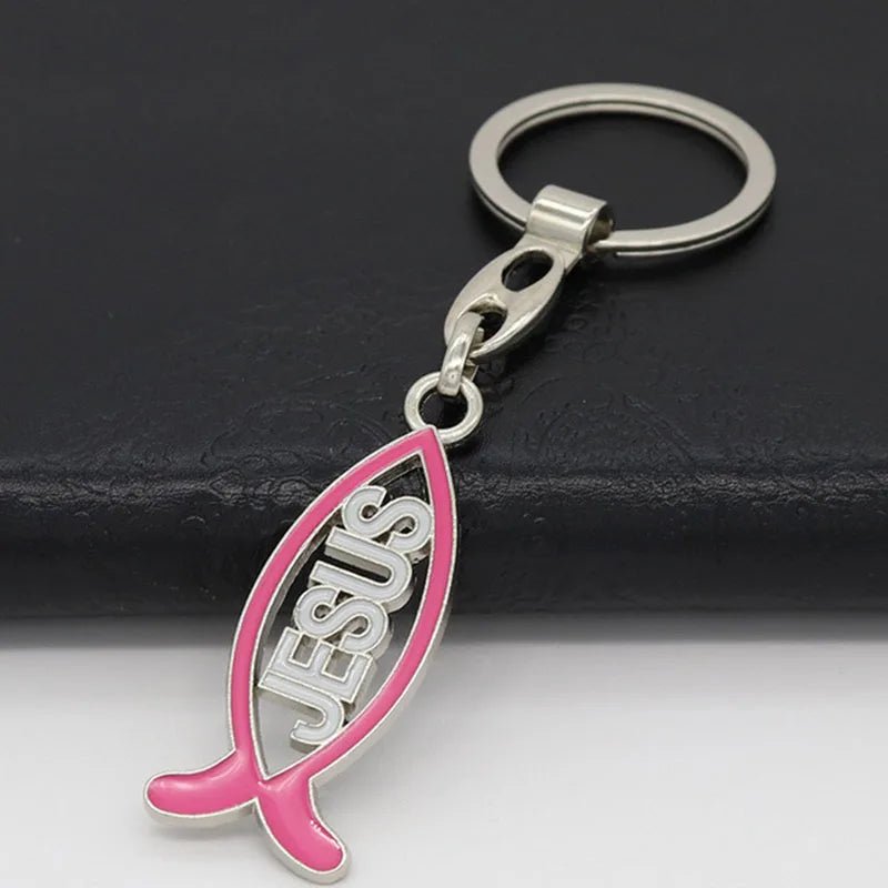 Catholic Christian Jewelry Alloy Dripping Jesus (Jesus) Fish Fashion Keychain Pendant Crafts Car Keychain by Creative Vault Marketplace